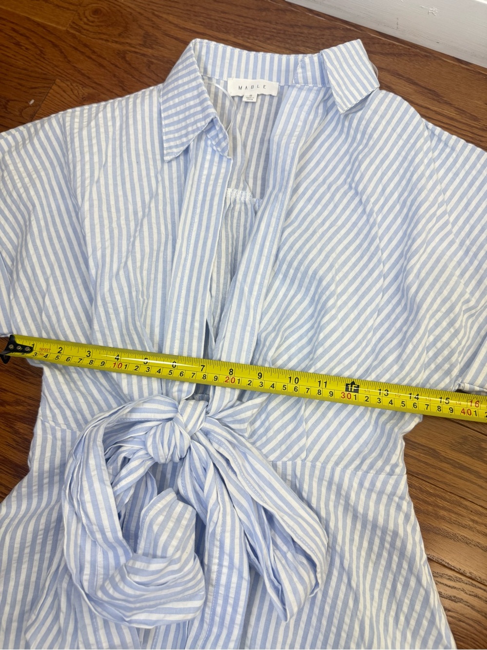 Anthropologie Mable Women Midi Dress Small Blue Dolman Stripe Crinkle Casual - Picture 15 of 17